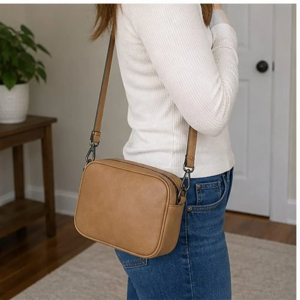 Navy Suede Crossbody Bag